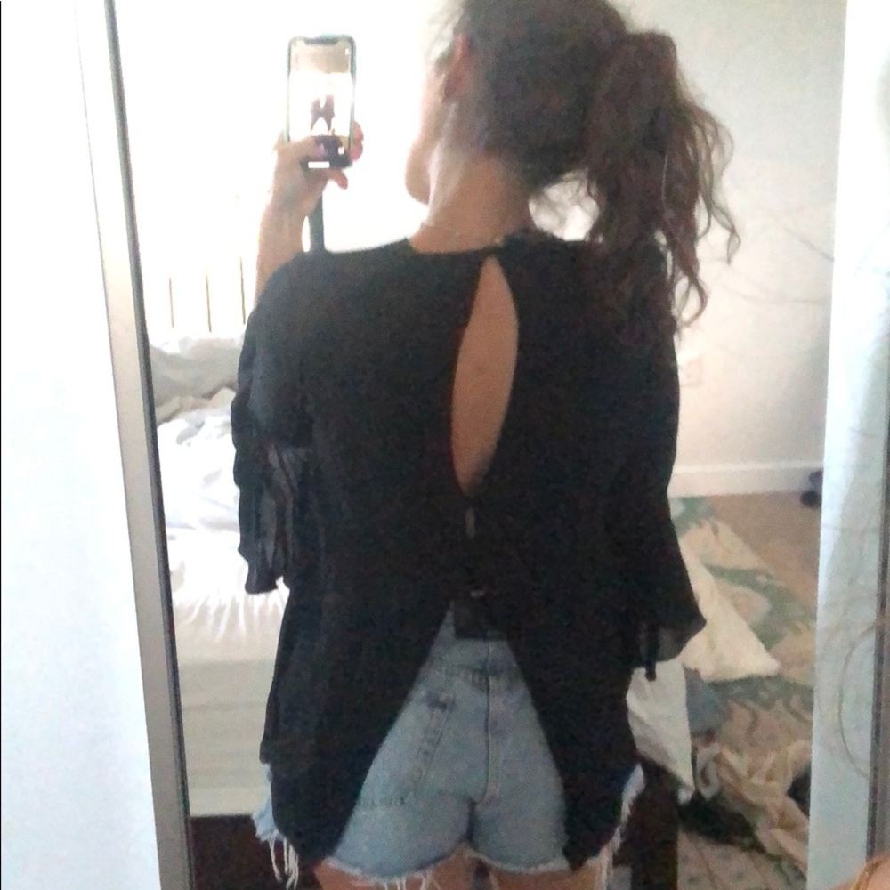 Zara black open back top